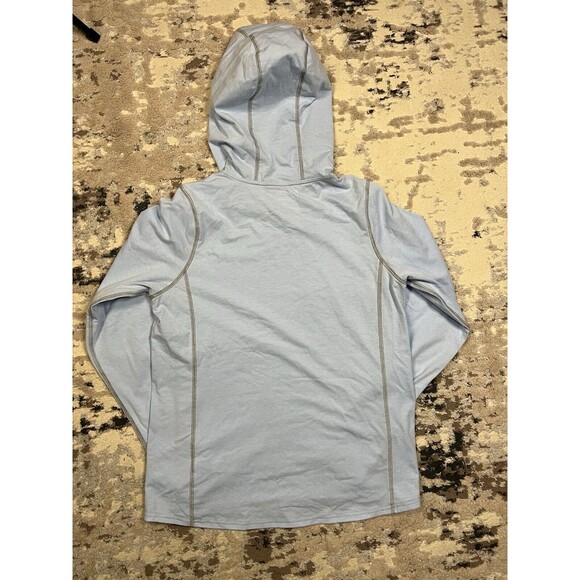 LL Bean No Fly Zone Hoodie Womens Small Blue Base Layer Long Sleeve Stretch - Picture 7 of 13